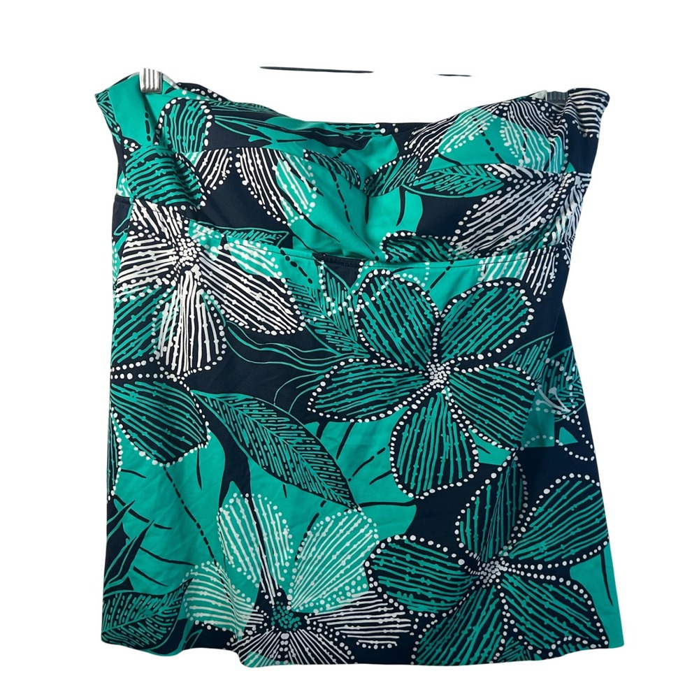 Upstream Navy Teal Floral Dot Petal Swim Tankini Top Size‎ 16 NWT 520768K